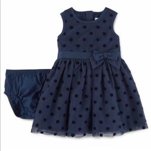 Baby Girls' Navy Polka Dot Sleeveless Dress Set